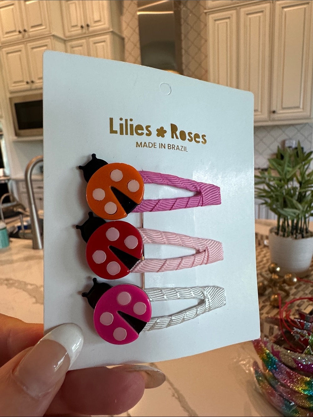 Kids Ladybug Snap Clip Trio — Pink, Light Pink & Orange